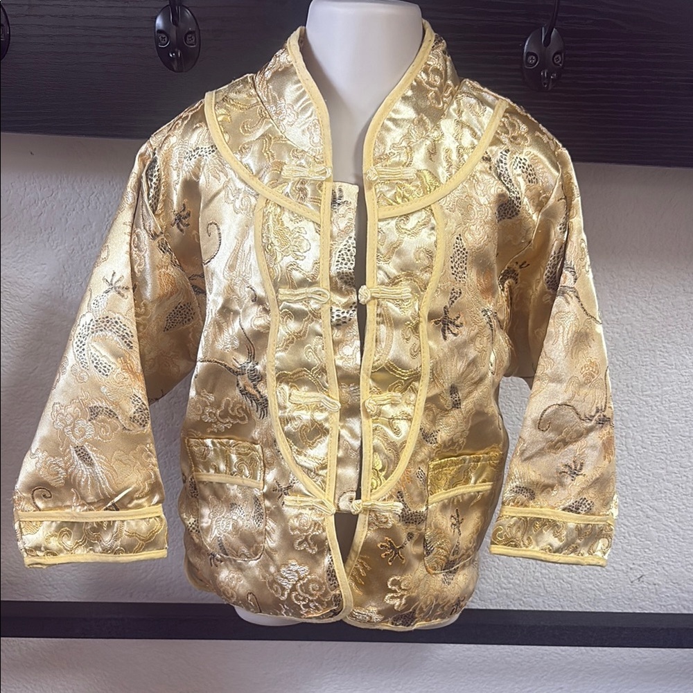 Gold Mandarin Collar Brocade Jacket
